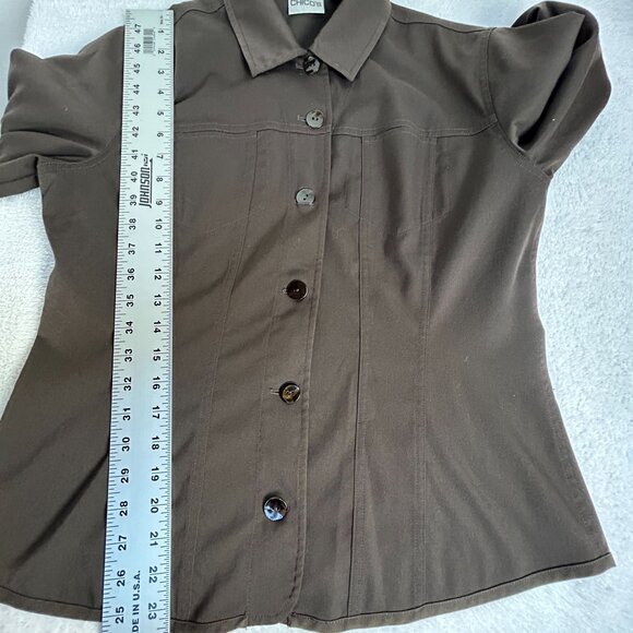Chico's Womens Brown Button-Up Casual Jacket Size 1 Rayon Blend Lightweight - Picture 7 of 7
